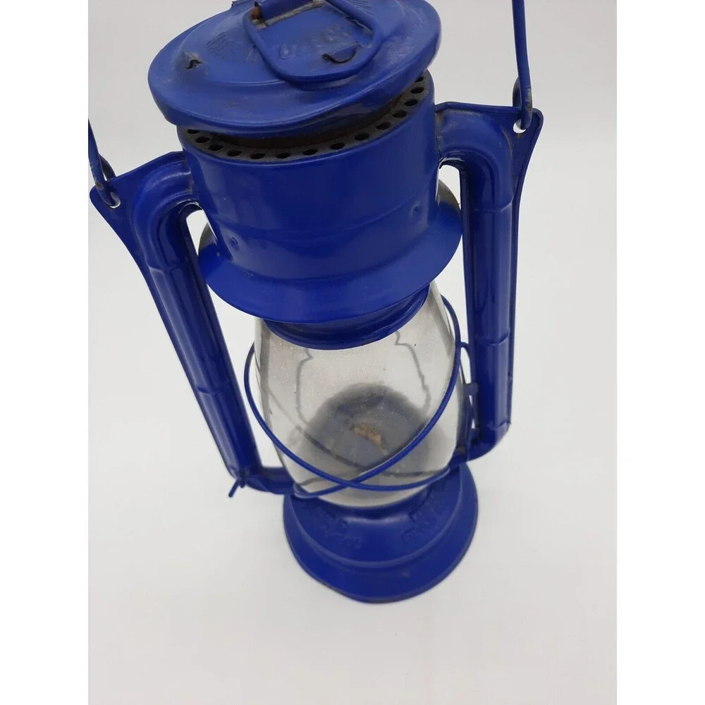 Vintage Meva 865 Blue Parrafin Oil Lamp Czech Republic